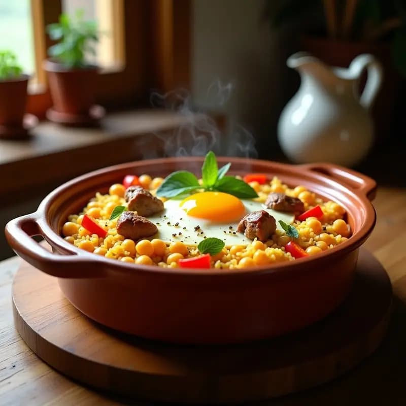 Arroz al Horno con Garbanzos y Conejo: Plato Único Valenciano en Cazuela de Barro