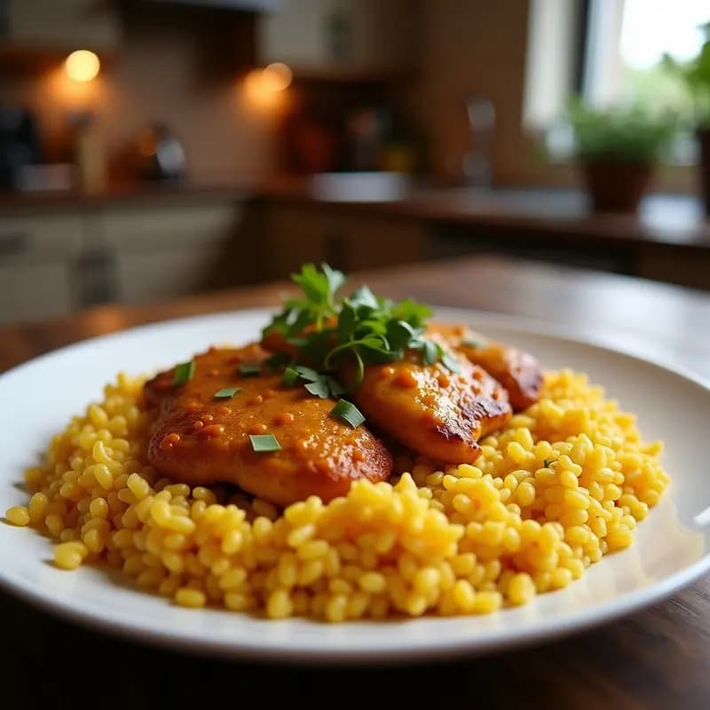 Arroz Jollof con Pollo al Curry y Plátano Frito: Receta Africana en Una Olla