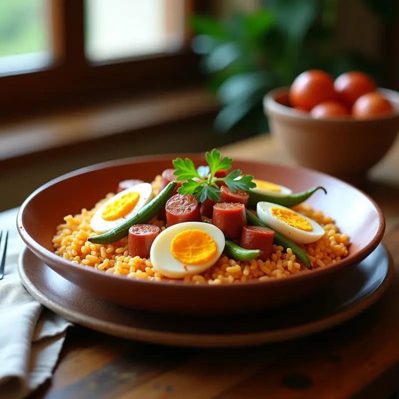 Arroz a la Mallorquina con Tirabeque y Sobrasada: Plato Único de la Abuela