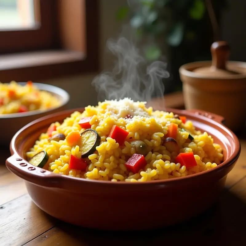 Arroz a la Milanesca con Azafrán y Verduras: Receta de la Huerta en Cazuela