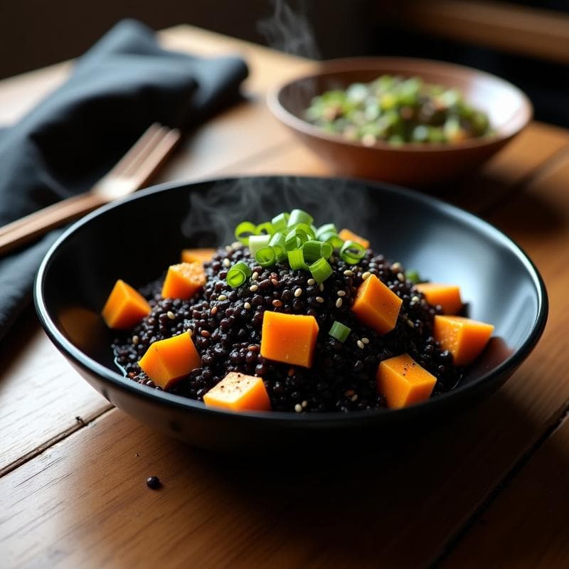 Arroz Negro con Calabaza Asiática: Receta en Airfryer con Toque Umami y Sin Gluten