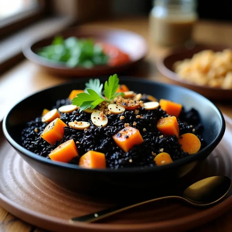 Arroz Negro con Calabaza y Zaatar: Receta Árabe Antiinflamatoria en 30 Minutos