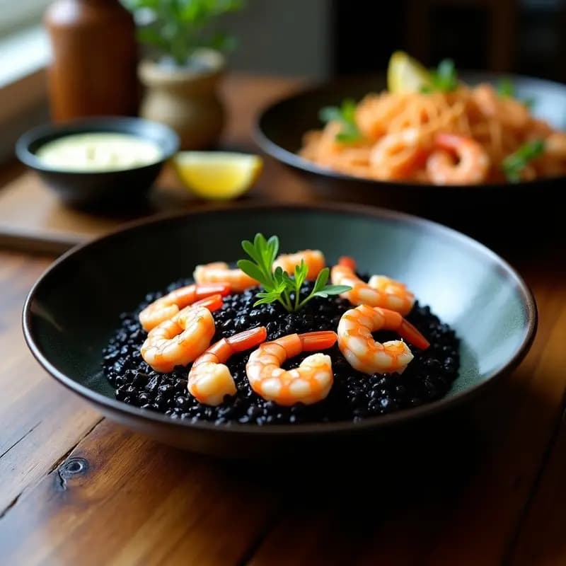 Arroz Negro con Gambas y Alioli: Receta Express en 25 Minutos con Truco de Chef