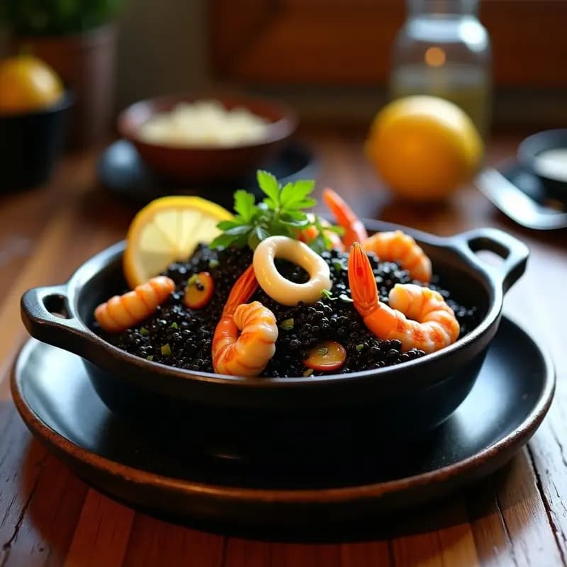 Arroz Negro con Marisco: Receta Tradicional en Olla Superpuesta sin Vigilar