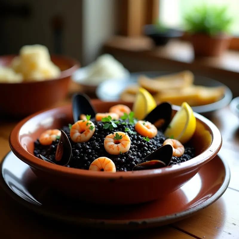 Arroz Negro con Mariscos: Receta Auténtica en Olla Rápida con Toque de Azafrán