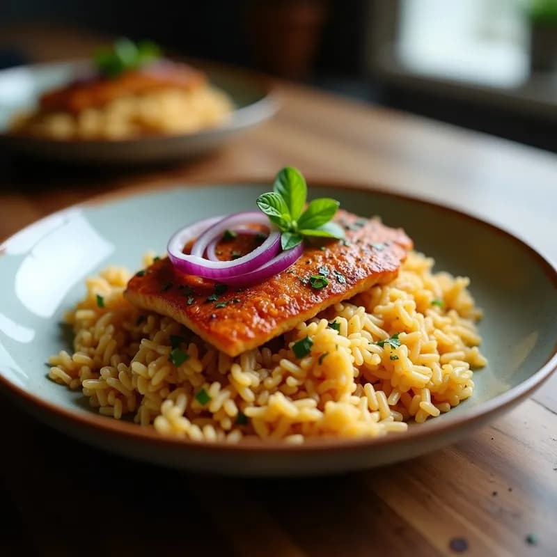 Arroz Negro con Pescado Vegano: Receta en Olla Exprés con Algas y Limón