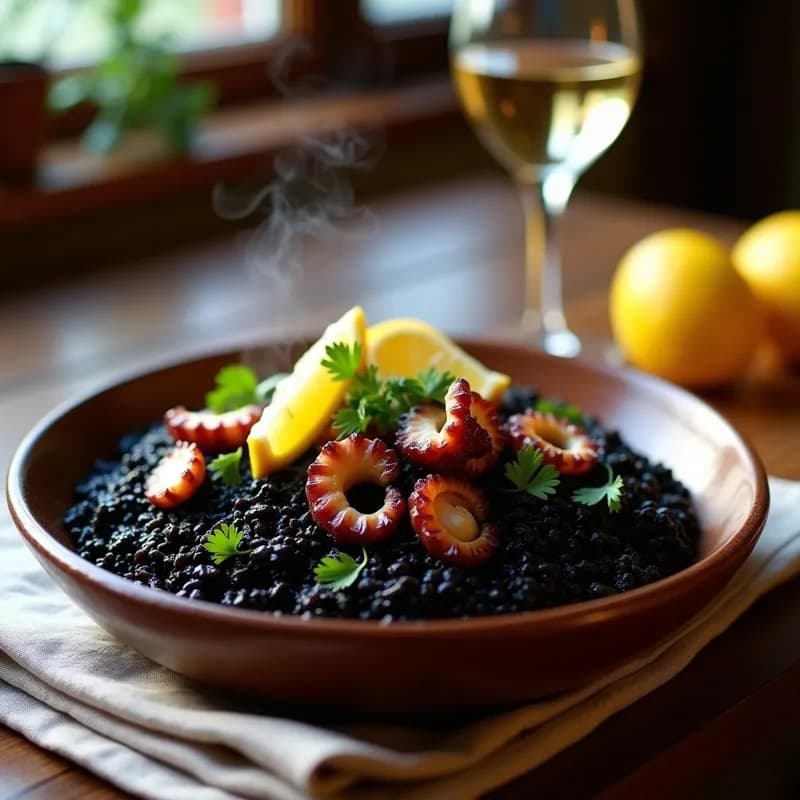 Arroz Negro con Pulpo Ahumado: Receta Auténtica en Olla Express