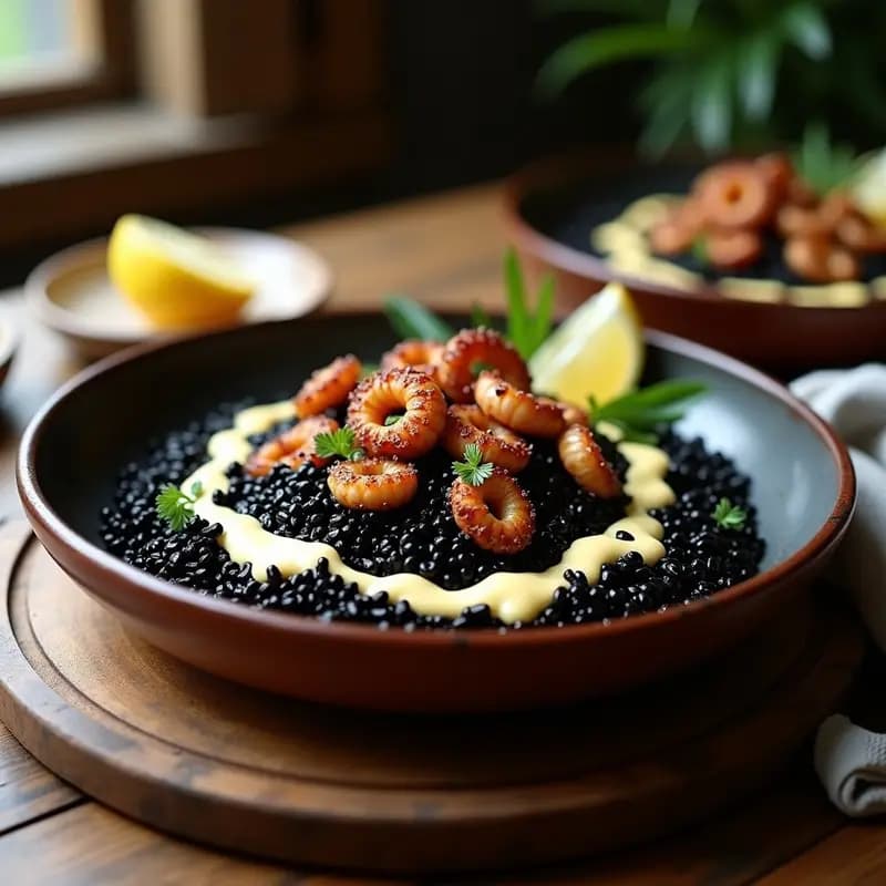 Arroz Negro con Pulpo y Ajoioli: Receta Express en Airfryer sin Remordimientos
