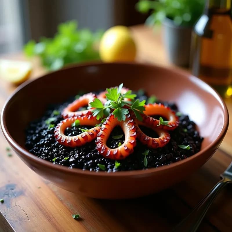 Arroz Negro con Pulpo: Receta en Airfryer con Toque Costero y Sin Esfuerzo
