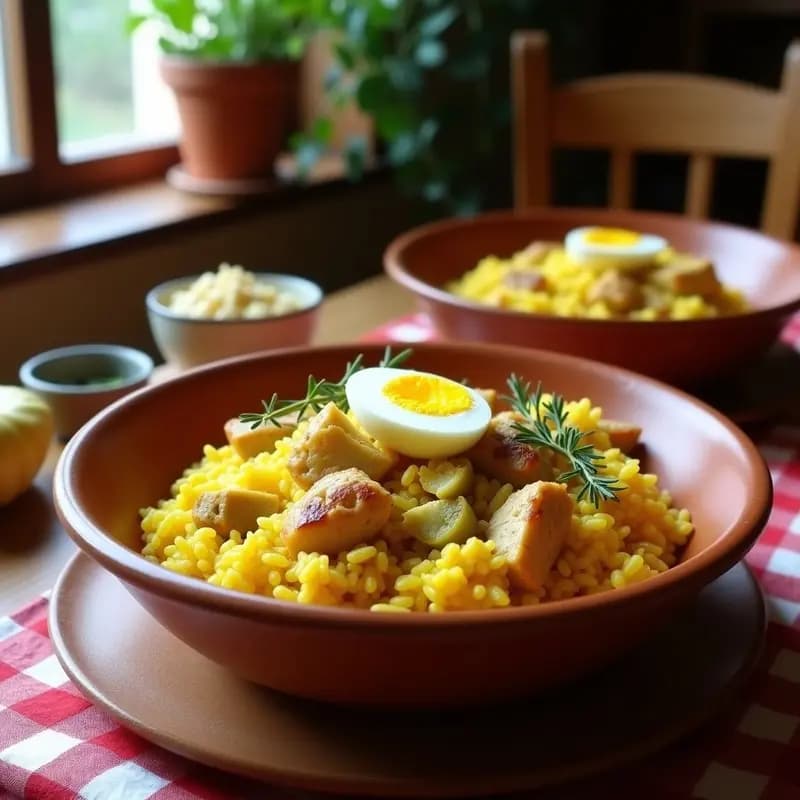 Arroz con Pollo al Azafrán y Alcachofas: Receta Española de la Abuela en Thermomix