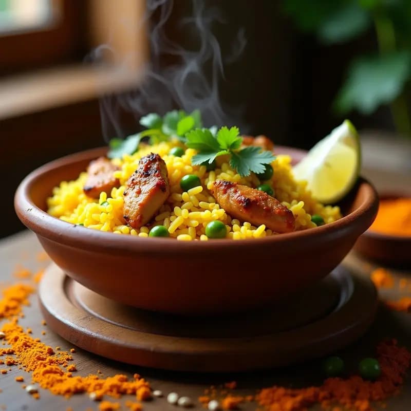Arroz con Pollo Colombiano con Cúrcuma y Guilombo: Receta Alta en Proteína