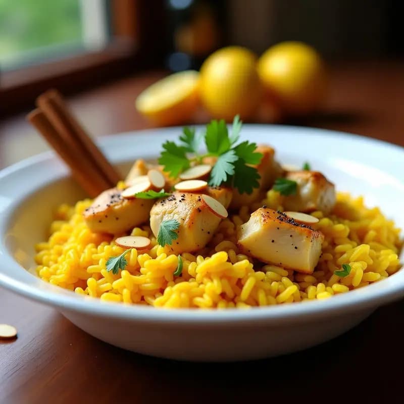 Arroz con Pollo al Cúrcuma: Receta de Oriente Medio con Aroma Especiado