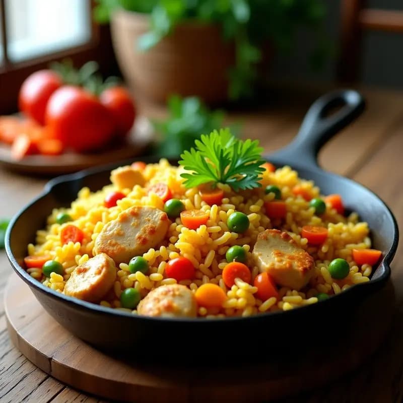 Arroz con Pollo y Verduras: Receta Casera en una Sola Sartén