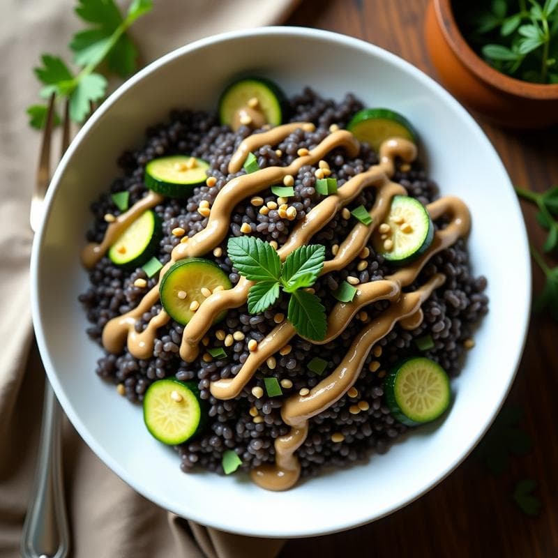 Arroz Salvaje con Calabacín y Salsa de Tahini: Receta Iraní en Thermomix Vegana y Sin Lácteos