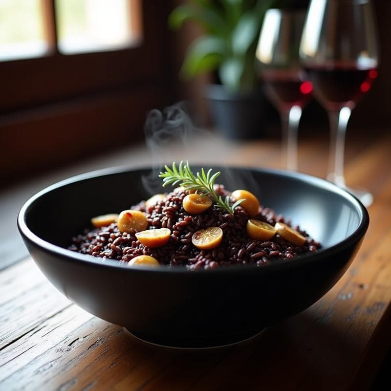 Arroz Salvaje con Hongos Morilla y Reducción de Vino Tinto: Receta en Olla Express Gourmet