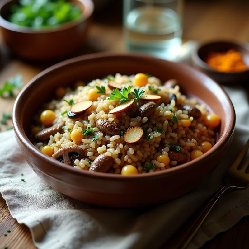 Arroz Salvaje con Setas y Azafrán: Receta en Olla Lenta Alta en Fibra