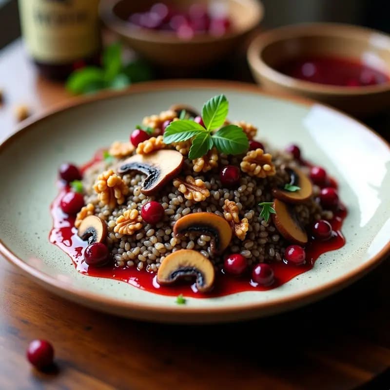 Arroz Salvaje con Setas y Vinagreta de Arándanos: Receta Americana Gourmet para Otoño