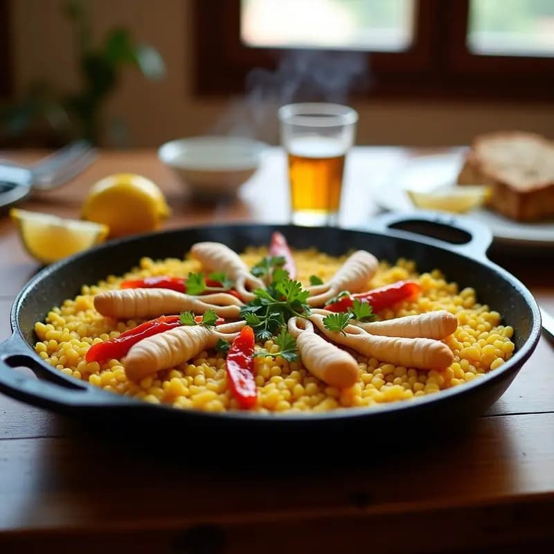 Arroz con Things (Chipirones): Receta Balear de Mar y Montaña en Paellera
