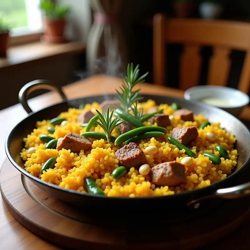 Arroz a la Valenciana: Paella de Campo con Conejo y Garrofón