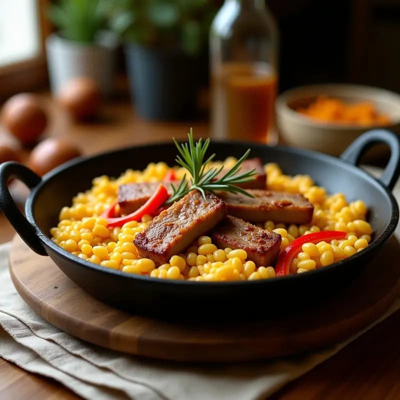 Arroz a la Valenciana con Costillas de Cerdo y Garrofó: Receta Auténtica de Paella en Sartén