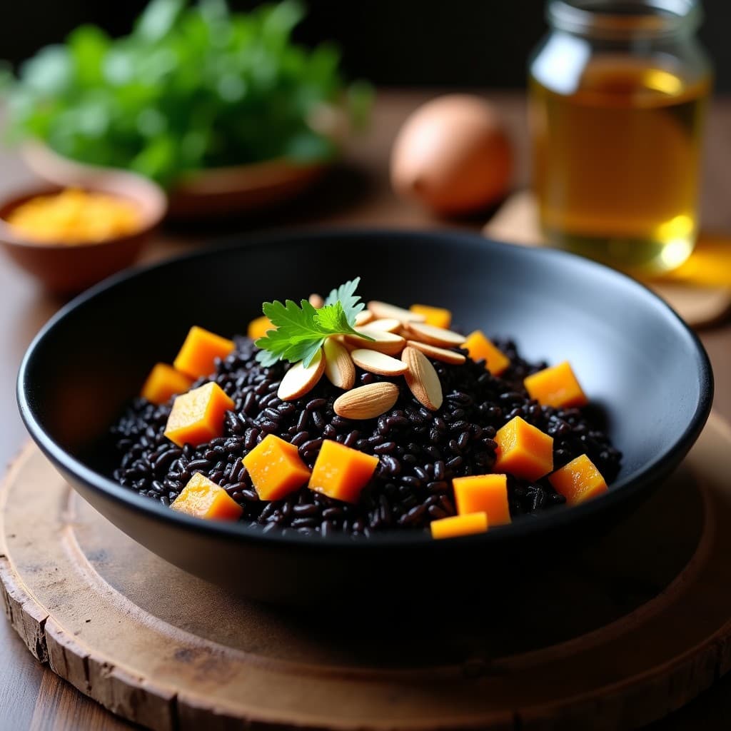 Arroz Venere con Calabaza y Azafrán: Receta en Olla Exprés Sin Lactosa y Vegana