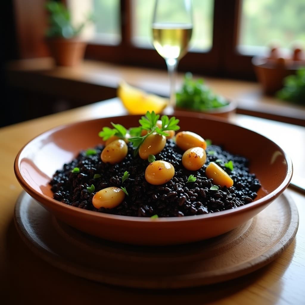 Arroz Venere con Caracoles de Mar y Azafrán: Receta Mediterránea en Olla Express