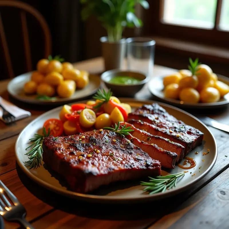 Asado Argentino con Chimichurri y Papas Panaderas: Receta para Carnes a la Parrilla