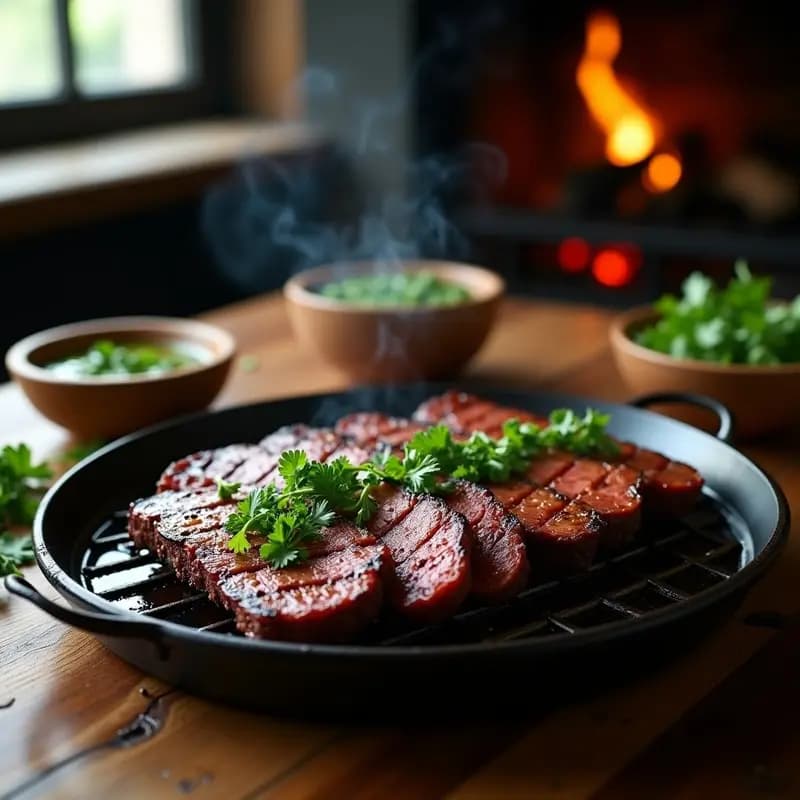 Asado Argentino con Chimichurri: Cortes de Carne a la Parrilla con Salsa Verde Fresca