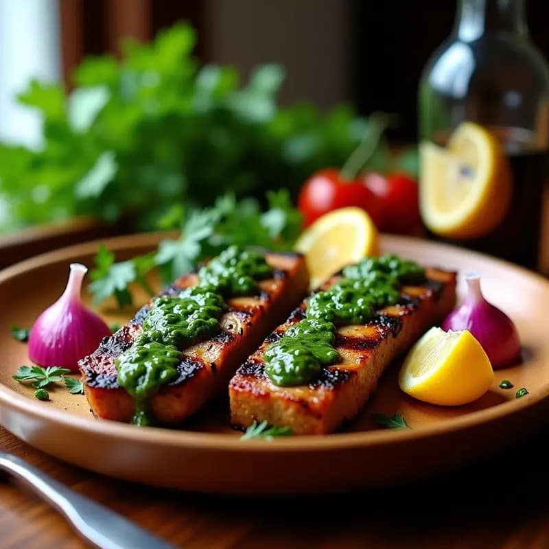 Asado Argentino de Seitan y Chimichurri: Receta Vegana con Sabores a la Parrilla
