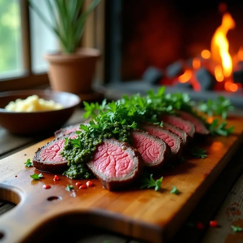 Bife de Res con Chimichurri: Receta Argentina al Asador con Hierbas Frescas