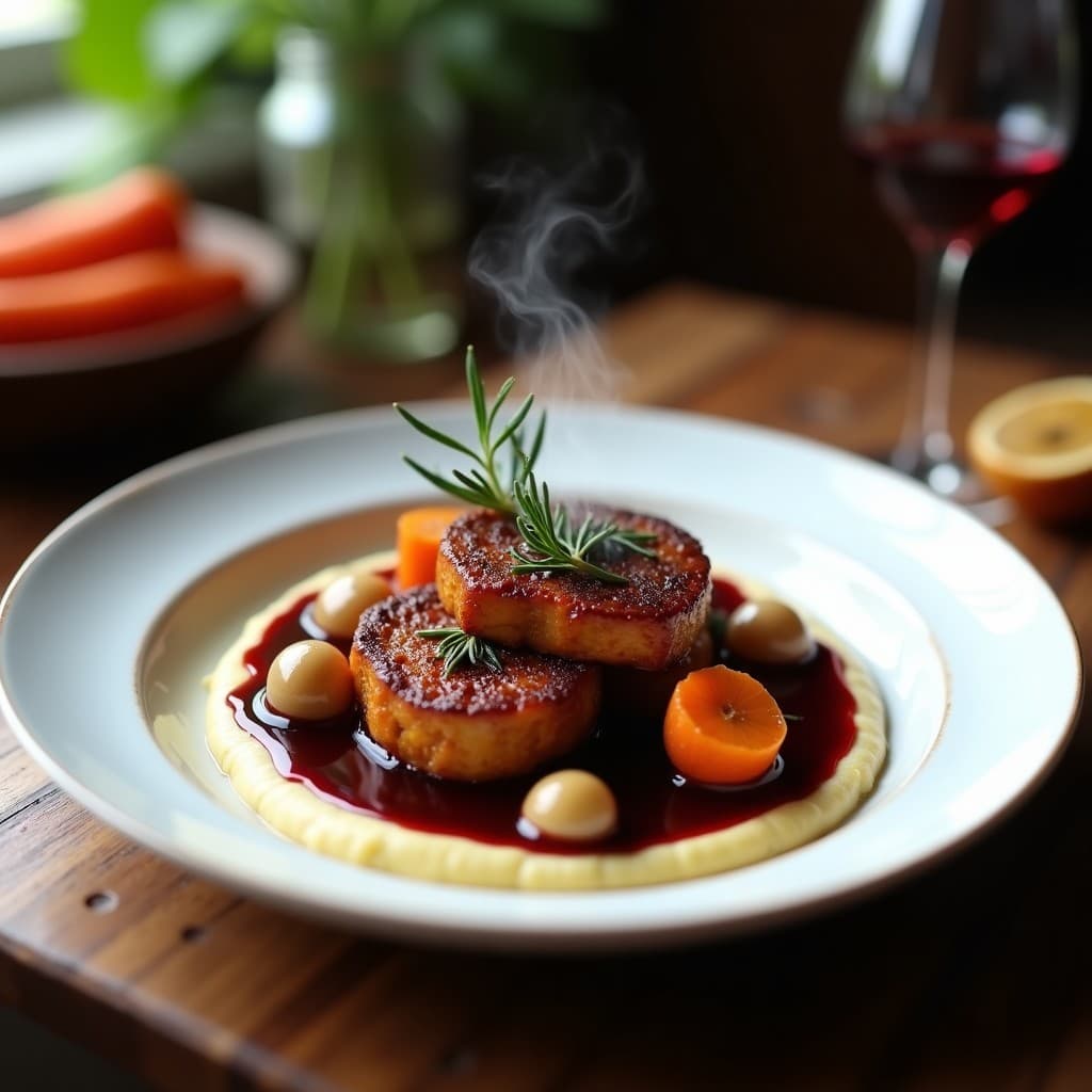 Asado de Seitan al Vino Tinto con Puré de Coliflor: Receta Vegana Gourmet en Olla Lenta