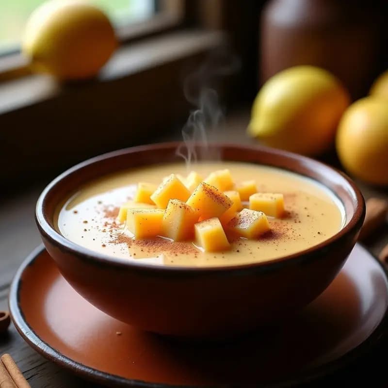 Atole de Avena y Canela con Trozos de Guayaba: Bebida Mexicana Reconfortante