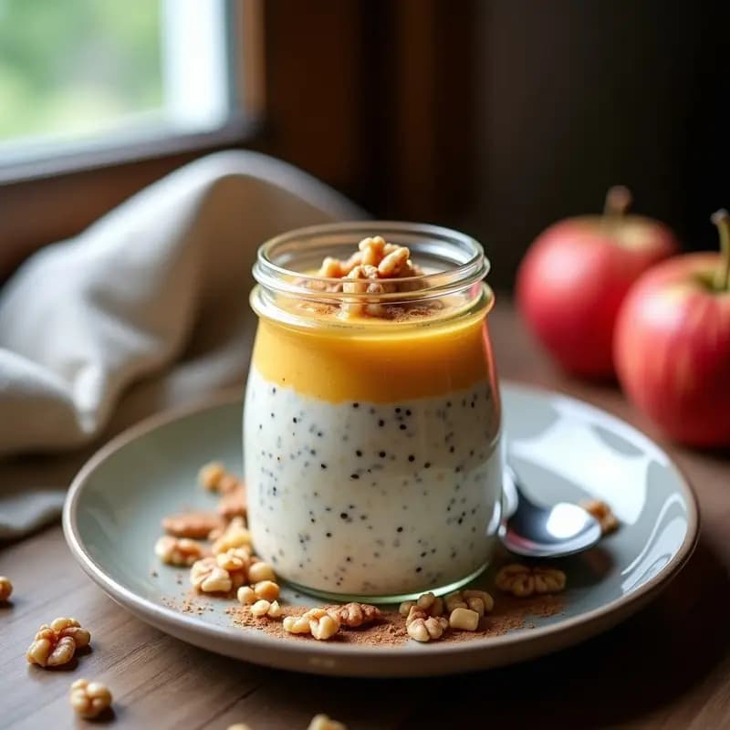 Avenena Nocturna con Semillas de Chía y Compota de Manzana: Desayuno Alemán Sin Azúcar