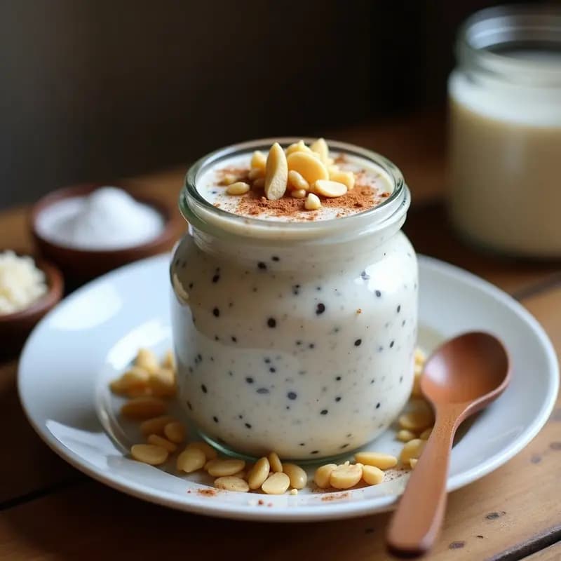 Avenena Nocturna con Chía y Leche de Macadamia: Desayuno Australiano Keto