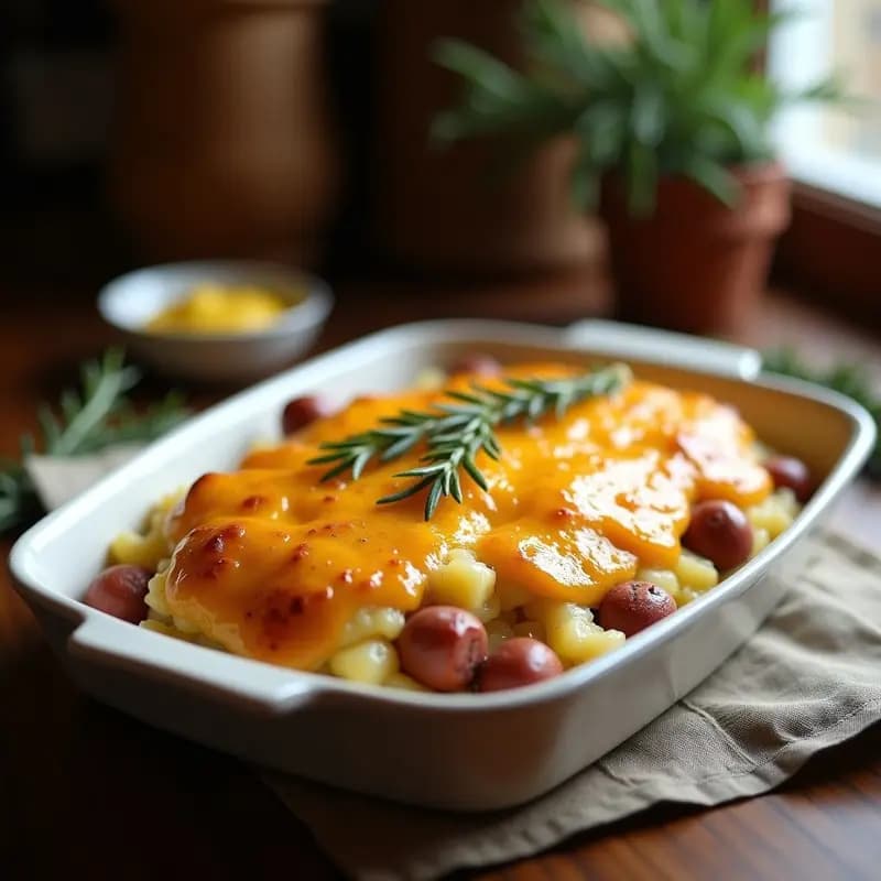 B Eberhard (Pastel de Patata Alemán) con Salchicha y Sauerkraut: Receta Tradicional en Horno