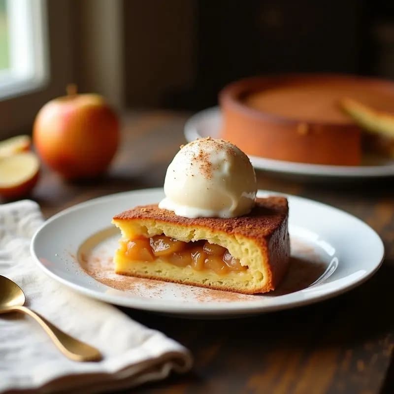 B Neuburgese de Manzana y Canela con Helado de Vainilla: Postre Austríaco Tradicional