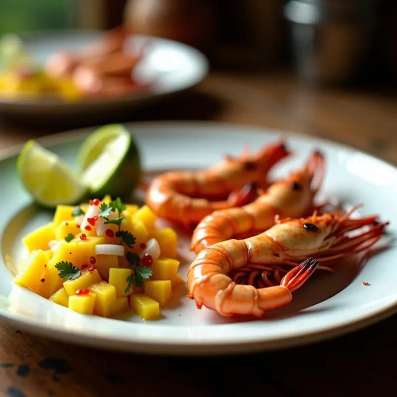 B seabob con Salsa de Mango y Lime: Receta Sudafricana a la Parrilla en 15 Minutos