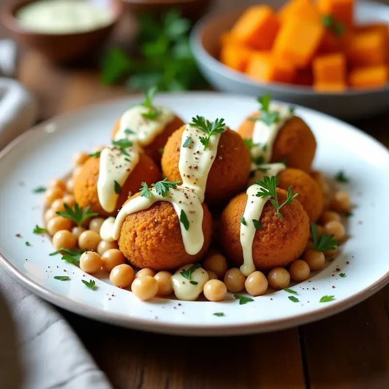 B singel de Batata y Garbanzos con Tahini y Zaatar: Entrante Egipcio Vegano y Crujiente