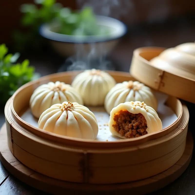 Baatzi China de Cerdo al Vapor: Receta Tradicional con Bun de Harina de Arroz