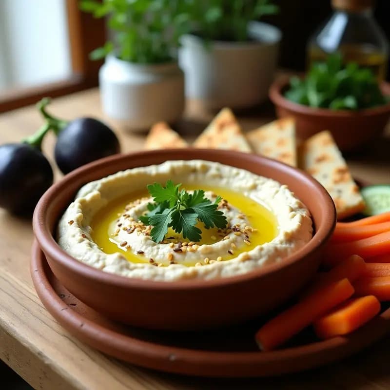 Baba Ganoush de Berenjena Ahumada con Tahini: Dip Libanés sin Ajo en 15 Minutos