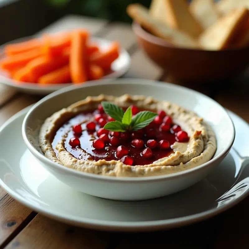 Baba Ganoush con Berenjena Asada y Granadina: Entrante Árabe Cremoso y Sin Lácteos