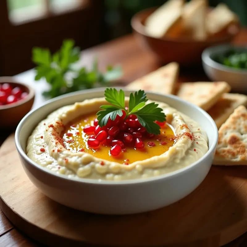 Baba Ganoush con Granadas y Pan de Pita: Entrante Libanes Cremoso y Vegan