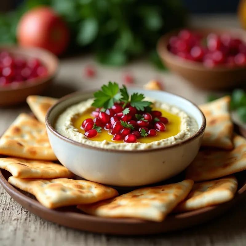 Baba Ganoush con Granados y Pan de Pita: Dip Árabe de Berenjena Ahumada