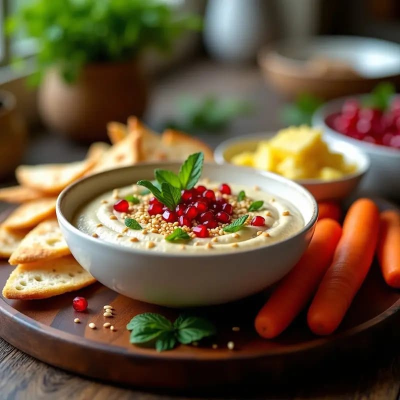 Baba Ganoush con Tahini y Granada: Dip Árabe Sin Lácteos y Crujiente