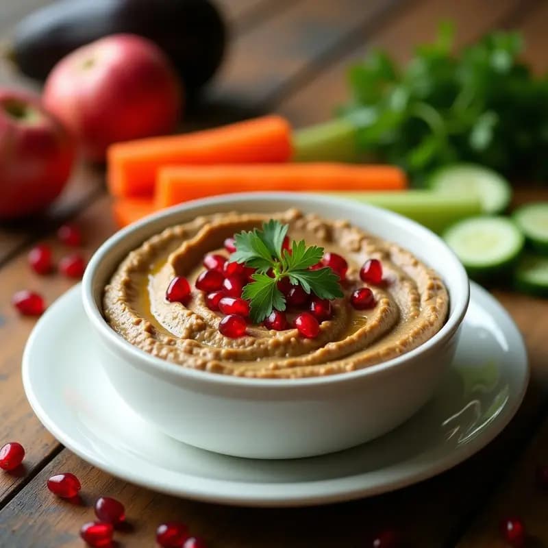 Babaganoush de Berenjena Ahumada con Tahini: Dip Libanés Sin Gluten para Crudités