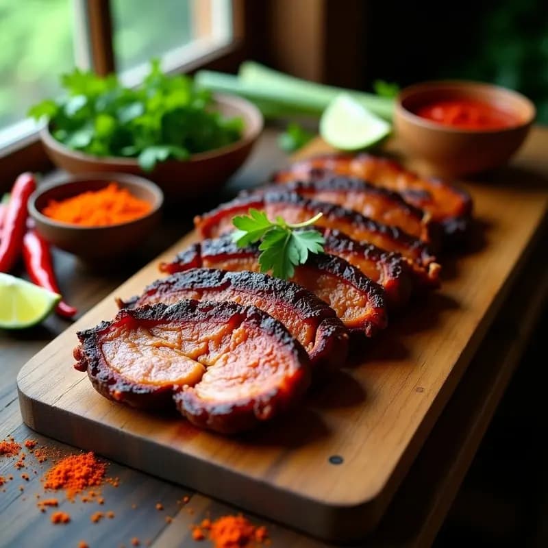 Babi Guling Balinés con Salsa Picante de Chiles Rojos: Receta Indonesa en Horno