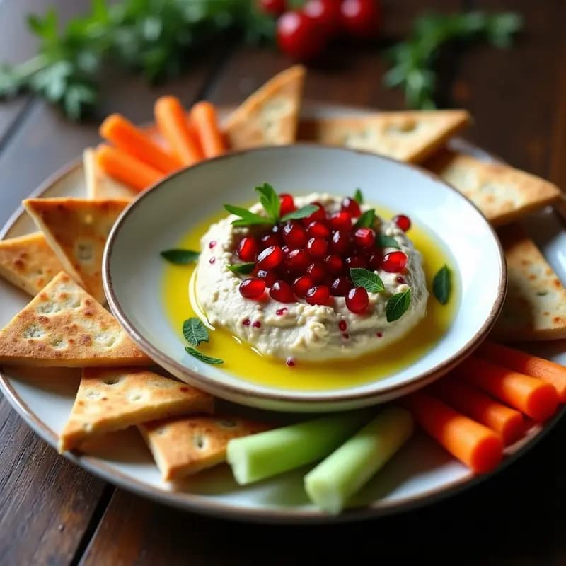 Babo Ganoush con Granada y Mentol: Dip Sirio Ahumado y Refrescante