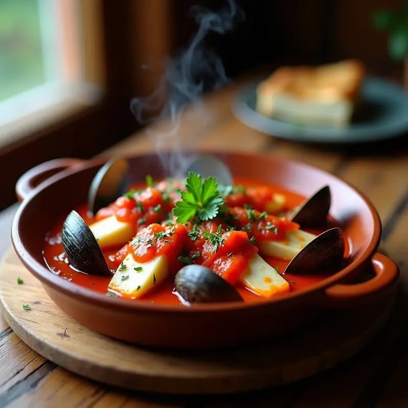 Bacalao a la Vizcaína con Almejas: Receta Vasca de Salsa Roja y Sabores del Mar