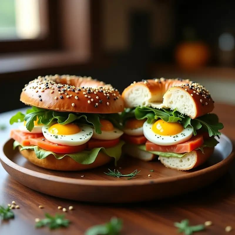 Bagel de Everything con Salmón Ahumado y Crema de Eneldo: Desayuno Judío Clásico