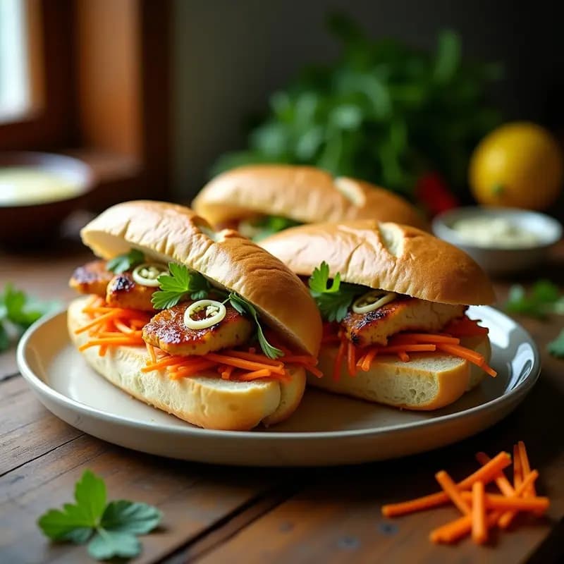 Baguette Vietnamita con Pollo Lemongrass y Encurtidos: Receta en 30 Minutos con Toque Exótico